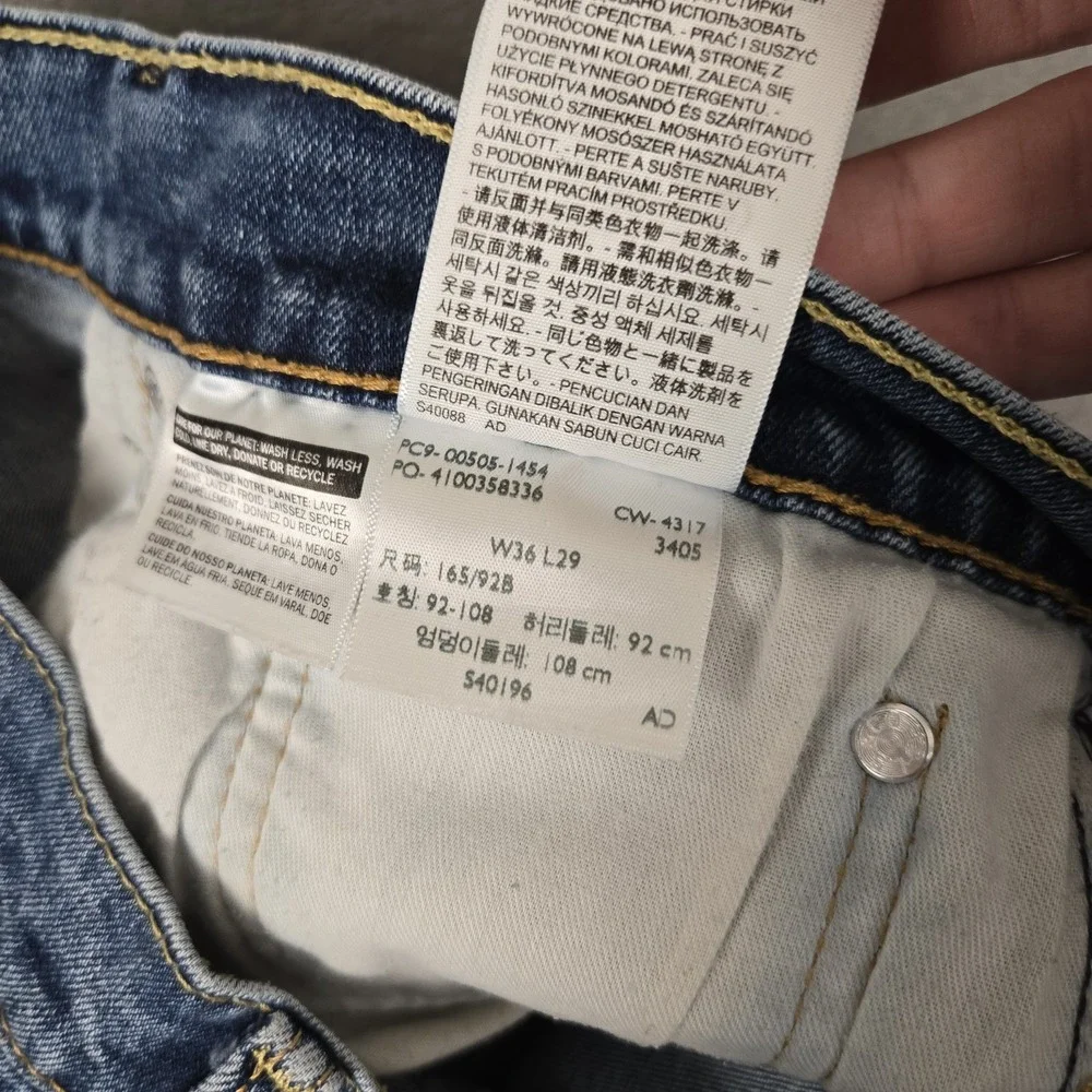 Levis 505 Jeans Mens 36x29 Blue Denim Straight Regular Cotton Stretch Pant *READ